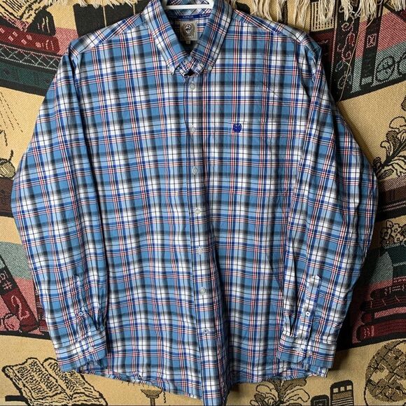 Cinch Plaid Checked Multicolor Button Down Dress Shirt Size L - Picture 1 of 6